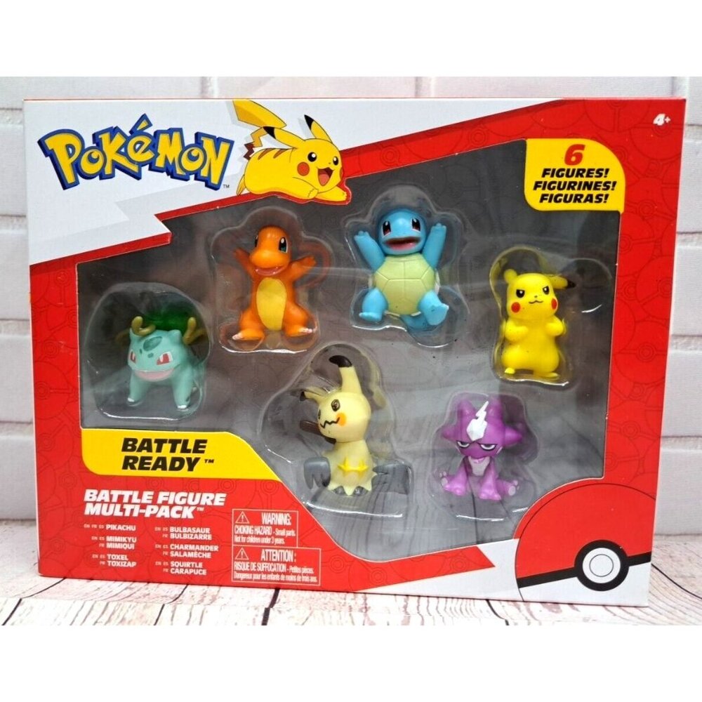 Pokemon Battle Figure Multi-Pack Pikachu Bulbasaur Charmander Squirtle Mimikyu T
